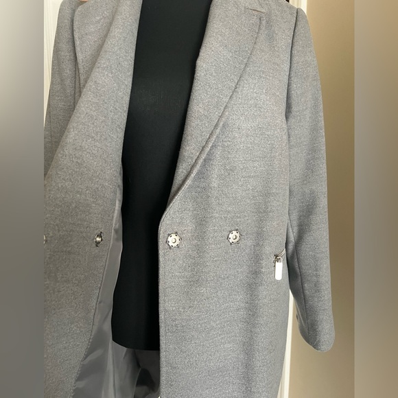 Topshop Grey Double breasted Coat Size 8 - Picture 5 of 9